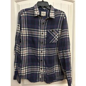 American Eagle Seriously Soft  Mens Large Blue‎  Plaid   Long Sleeve Button up
